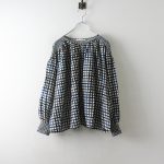 ：2019AW mina perhonen ミナペルホネン minamo チェック柄シルクウールギャザーブラウス