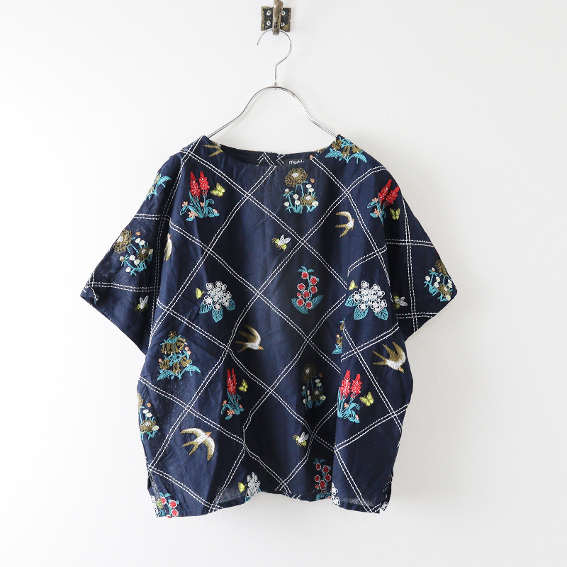 マーブルシュッド marble SUD EMB 花とミツバチ 刺繍 ブラウス 