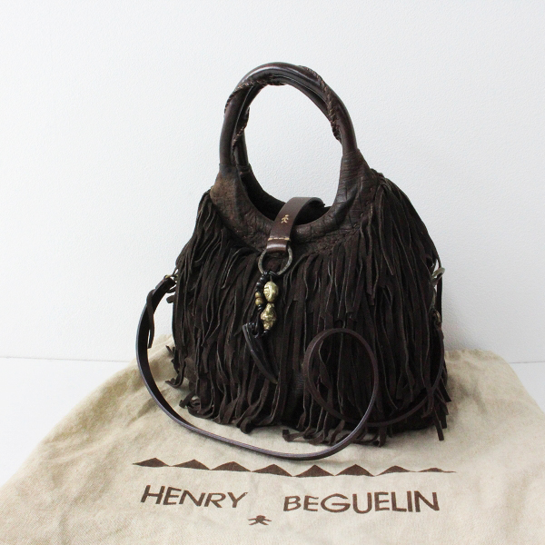 HENRY BEGUELIN エンリーベグリン フリンジ レザー ハンドバッグ 2 
