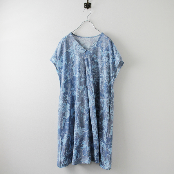 Jurgen Lehl ヨーガンレール コットンリネン 総プリントワンピース  