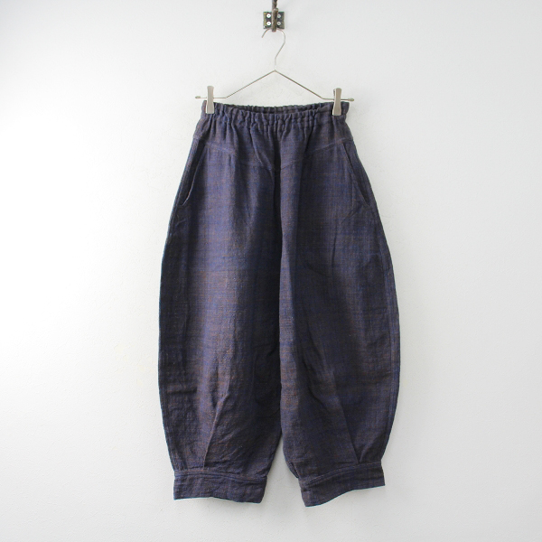 USAATO うさと 手織り インディゴ染め ヘンプ コットン 裾タックワイド  