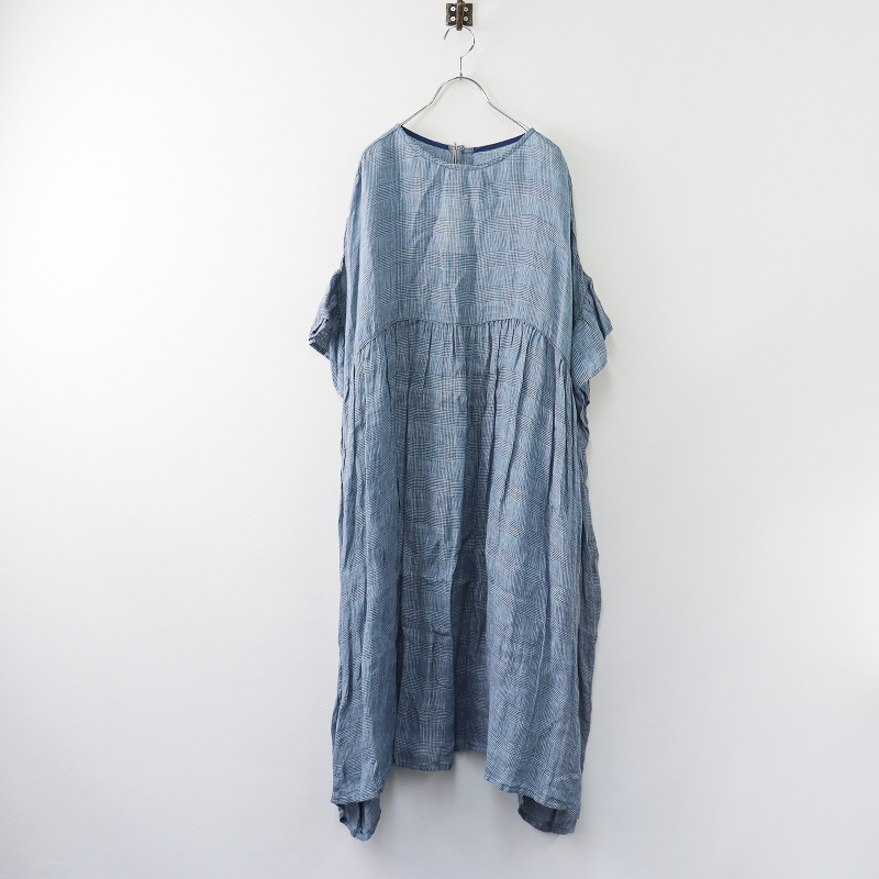 ネストローブ nest Robe 2022SS リネングレンチェックガーゼワンピース 
