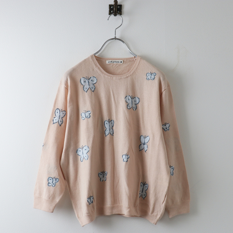 ミナペルホネン mina perhonen memoria 蝶 刺繍 クルーネックニット  