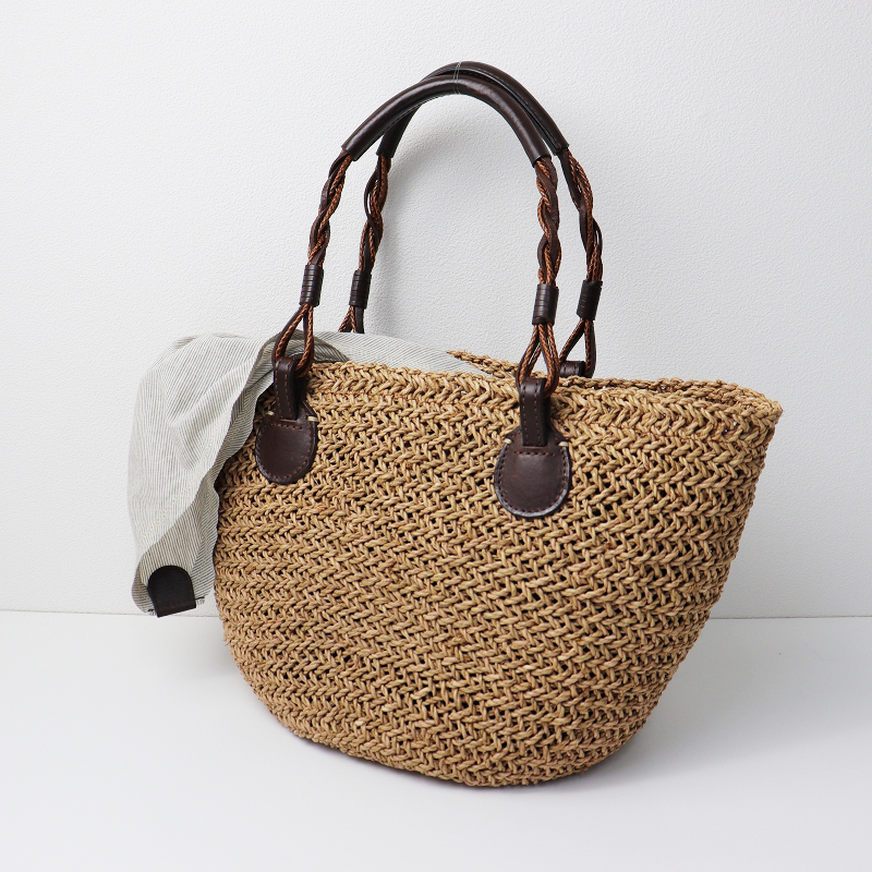 ゲンテン genten ラッコルタ Raccolta ラフィア編み かごバッグ レザー  